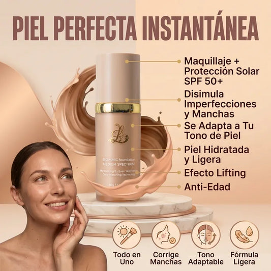 Base de Maquillaje 4 en 1 La única base biomimética que se transforma en tu tono exacto en solo 30 segundos ✨