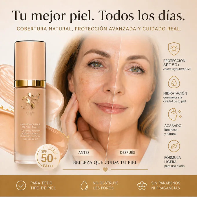 Base de Maquillaje 4 en 1 La única base biomimética que se transforma en tu tono exacto en solo 30 segundos ✨